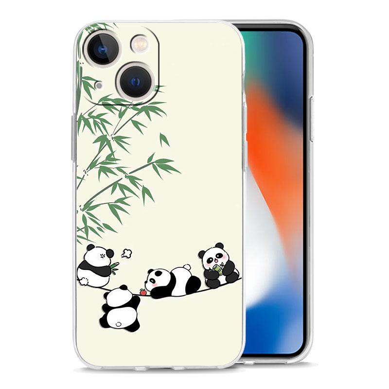 Чехол для телефона iPhone 17 Чехлы iPhone Air 16 15 12 13 14 Pro Max 7 8 Plus 16Pro iPhone11 Прозрачный Мягкий Чехол Мультяшный панда