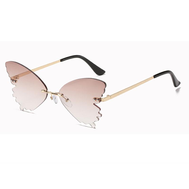 New European and American style sunglasses for men and women, celebrity-inspired, fashionable, unique, frameless, butterfly-shaped, and quirky