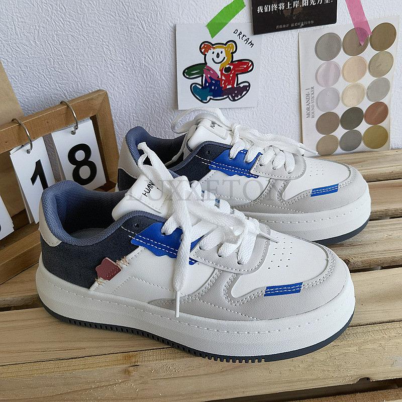 Белые кроссовки на платформе женские дизайнерские женские весенне-осенние туфли на плоской подошве со шнуровкой кроссовки повседневные женские вулканизированные туфли женские