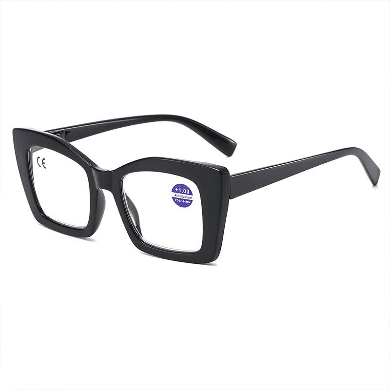 Large Frame Anti-Blue Light Floral Reading Glasses with Spring Temples