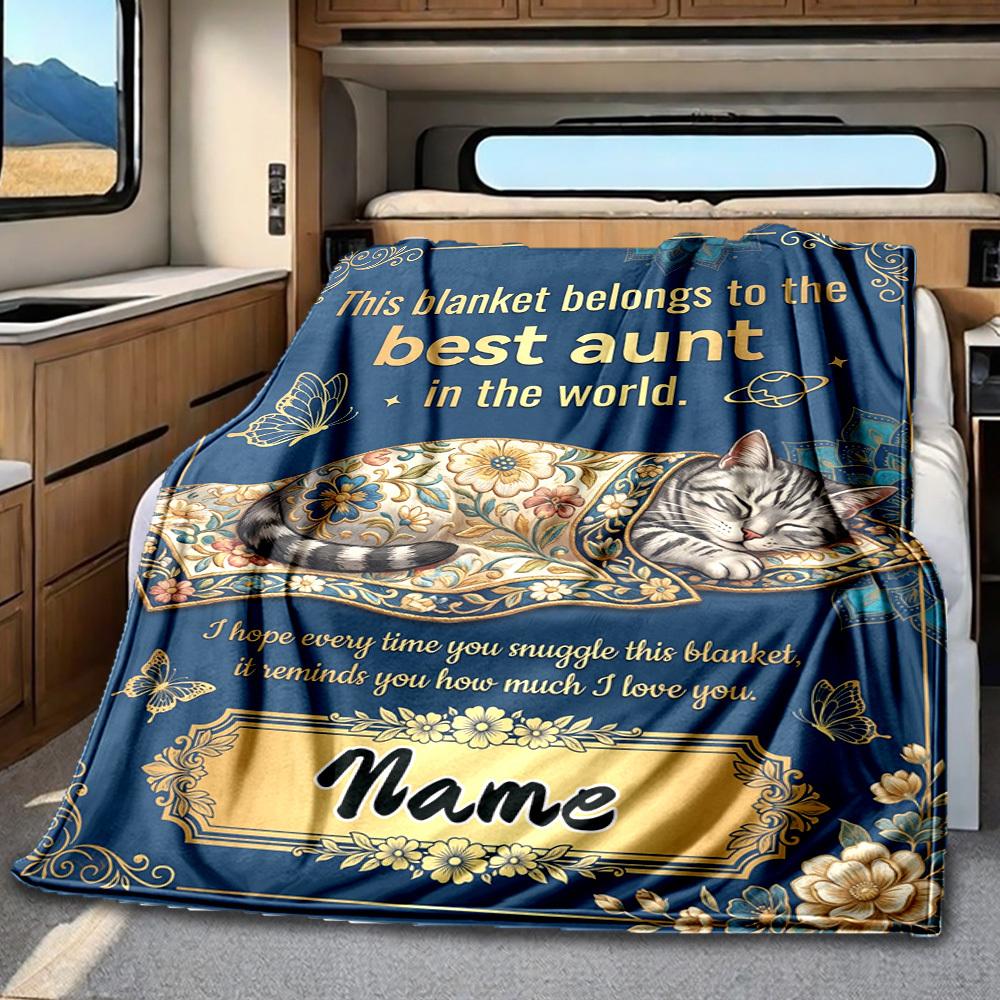 Best Aunt Blanket Love Blanket Personalized Name Soft Comfortable Stylish Blanket Car Blanket Perfect For Travel Camping Outdoor Home Suitable For All