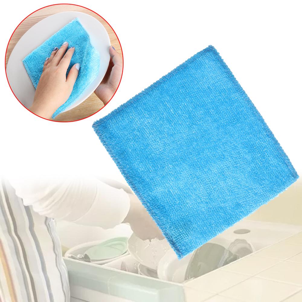1Pc Soft Multi-color Anti-grease Bamboo Fiber Cleaning Rags Washing Towel Dish Cloth Household Kitchen Dinning Accessory