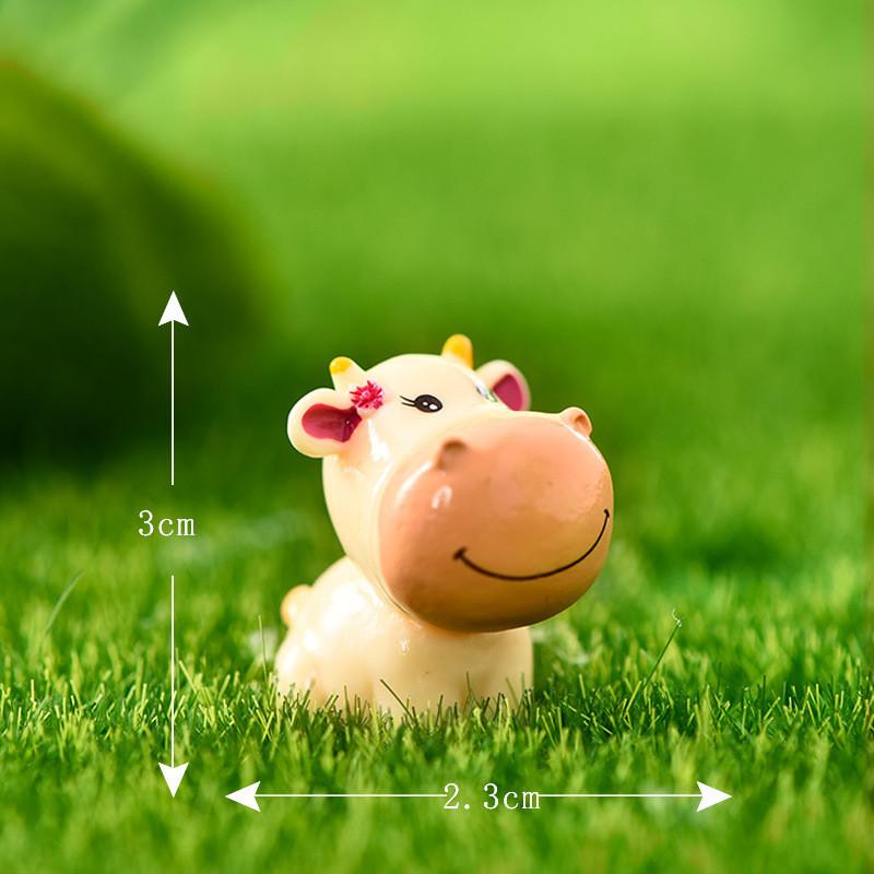 Adorable Resin Diy Miniature Zodiac Ox Figurine Cartoon Style Home Decor