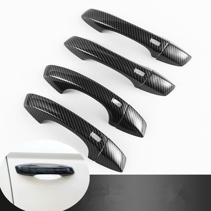 For Volkswagen VW Touareg CR MK3 Carbon Fiber Chrome Car Door Handle Cover Trim Sticker Styling