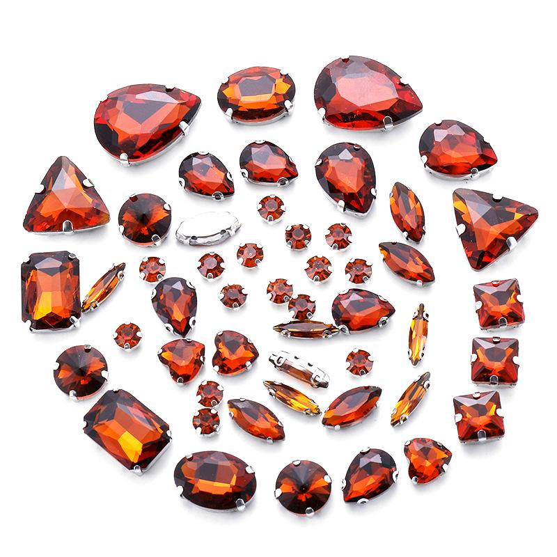 Mixed 50 Rhinestones Single Claw Glass Hand Sewing Drill Claw Drill DIY Wedding Decoration Clothing Crystal Buckle Rhinestone Sew On Beads