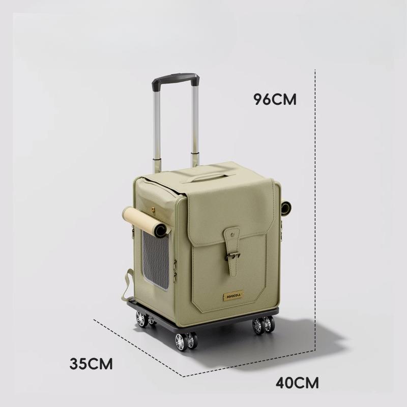 Large Capacity Pet Suitcase with Adjustable Portable Travel Cat Bag Breathable Cat Stroller Waterproof PU Cats Box for Outdoor