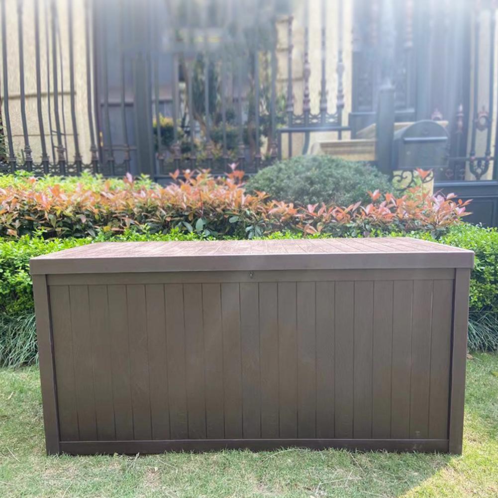 Waterproof Outdoor Storage Box UV-Resistant PP Deck Box Lockable Outside Storage Box Container for Patio Furniure