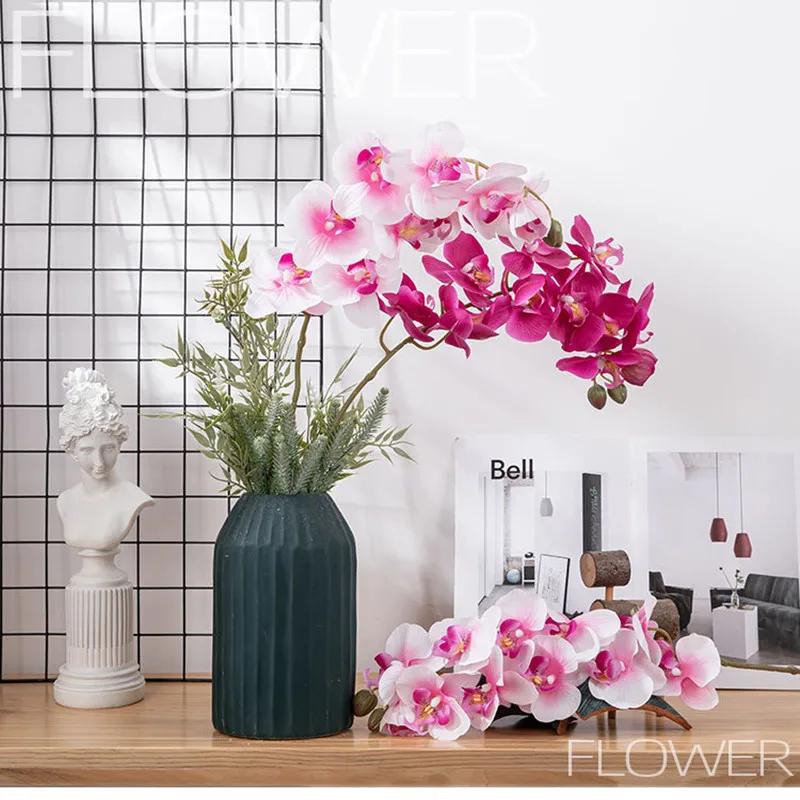 10 головок 72 см искусственный цветок фаленопсис латекс силикон настоящий сенсорный большой орхидея орхидея свадебное украшение дома