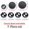 Universal Base Black White Badge Set for BMW 7Pcs 68mm 56mm 82mm 74mm  Hood Trunk Wheel Steering Logo 7Pcs 2-Pin 3-Pin Clips Kit GX9
