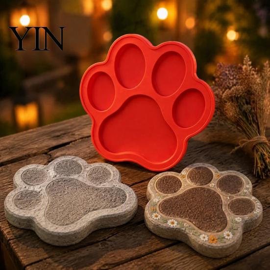 Decorative Concrete Molds Stepping Stone Silicone Mold for DIY Garden Patio Walkway Path Decor, Reusable Memorial Markers Casting Mold, Maple