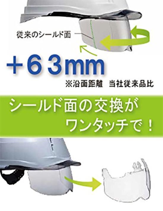 Midori Anzen Work PC Rain SC19PCLS RA3 with KP Helmet, Shield, Guard, ( Liner), Blue/Smoke