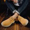 Модные брендовые мужские удобные повседневные туфли на шнуровке с толстой подошвой, нескользящие, осенние классические желтые рабочие туфли для улицы с большим носком