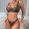 Lingerie Set for Women Sexy Floral Single Layer Underwire Bra Thong Sexy Lingerie Set Women 2-piece Underwear Set