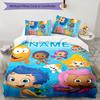 3pcs Bubble guppies Cover Set - Personalized Name, HD Printed Bedding with 1 Cover and 2 Pillowcases - Perfect for Home Decor, Easy Care