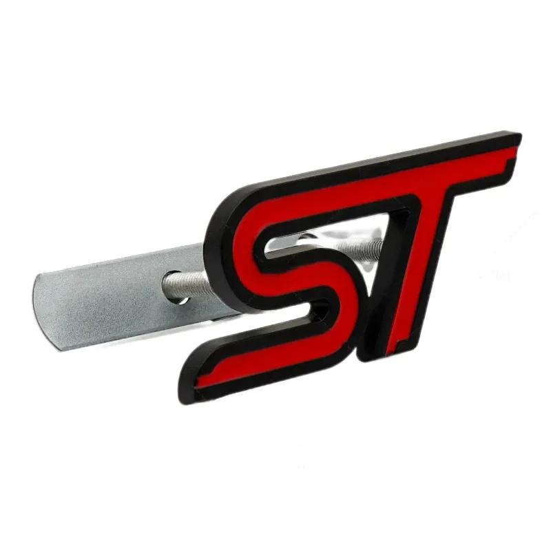 3D Metal ST Logo Car Front Grill Emblem Trunk Badge Decal For Focus Fiesta Mondeo EDGE Kuga Explorer ST Sticker Accessories