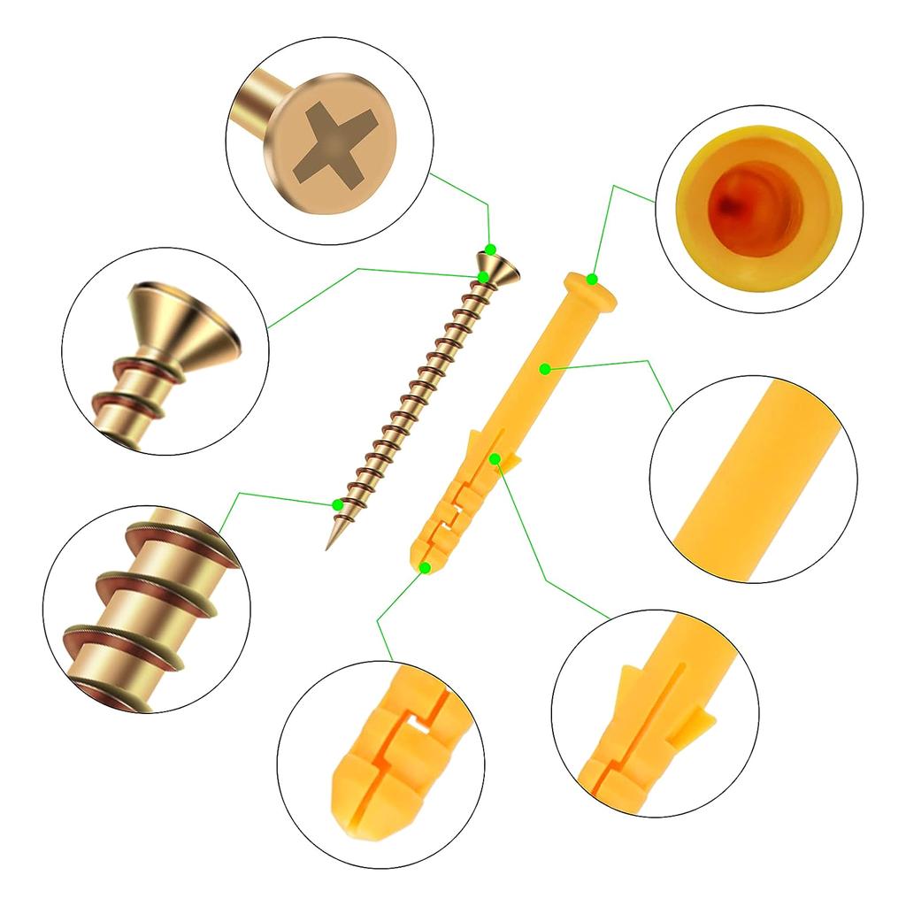 Профессиональный набор дюбелей и шурупов для стен Расширяющиеся дюбели и шурупы Устойчивые к ржавчине и долговечные Монтажные комплекты 100 шт.