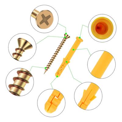 Профессиональный набор дюбелей и шурупов для стен Расширяющиеся дюбели и шурупы Устойчивые к ржавчине и долговечные Монтажные комплекты 100 шт.