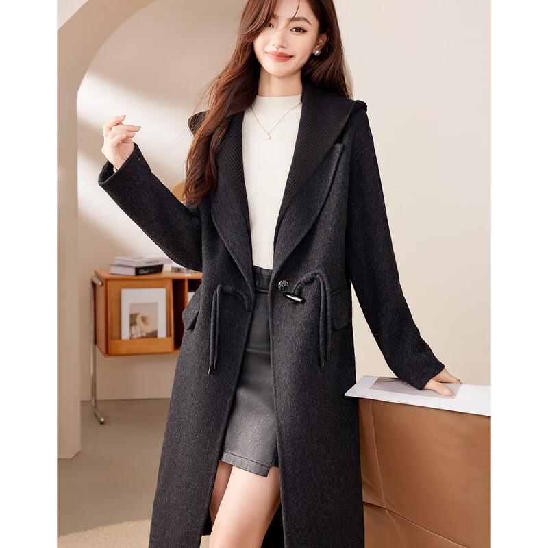 Женское элегантное пальто средней длины из смесовой шерсти