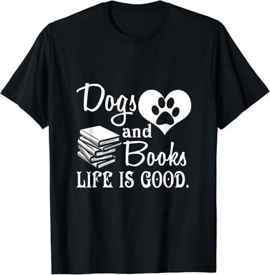 Собака и книги - это хорошо Милая футболка с животными Подарок Унисекс Футболка