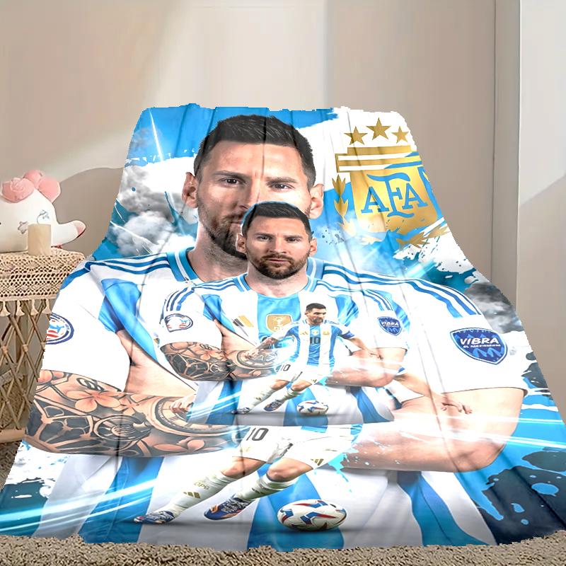 1pc Digital Print Nap Blanket, Football Star Messi Blanket for Home Use, All Season Warmth, Christmas and Valentine's Day Gift Blanket