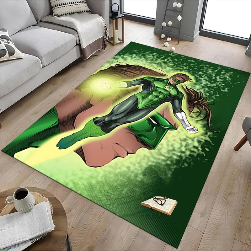 Green Lantern Action Carpet For Playroom Bedroom Living Room Sofa Home Decorkids Game Area Rug Nonslip Floor Mat