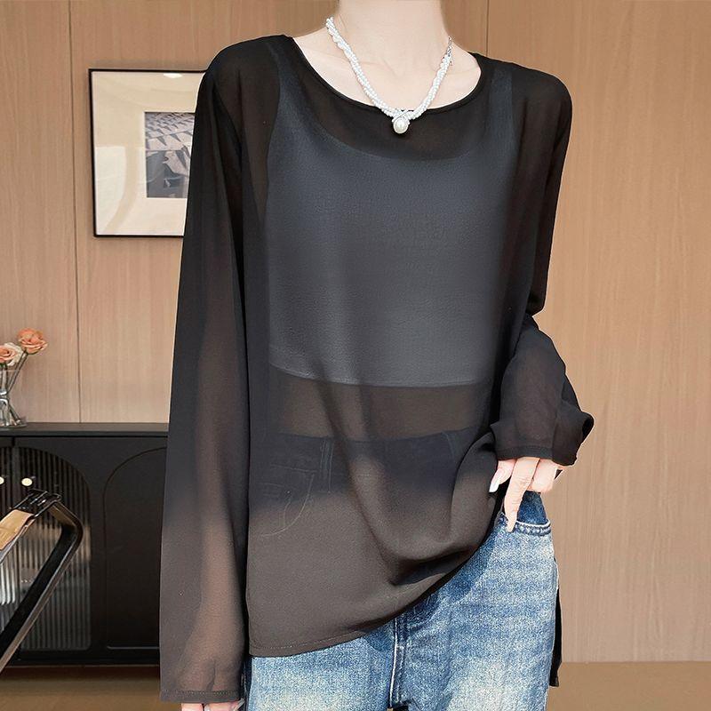 Однотонные Весенне-Осенние Футболки с Круглым Вырезом, Модные Новые Удобные Топы, Женская Одежда, Удобные Приталенные Элегантные Прямые Футболки