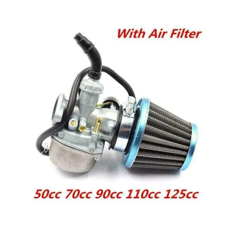 PZ19 Motorcycle Dirt Bike With Air Filter 19mm Gasket Carburetor Right Hand Choke For 50 70 90 110cc 125CC 4 Wheeler Go Kart ATV