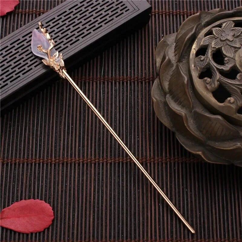 Chinese Style Vintage Hair Chopsticks Hairpins Women Elegant Hair Stick Korean Metal Glaze Woman Hair Clip Accessories Jewelry