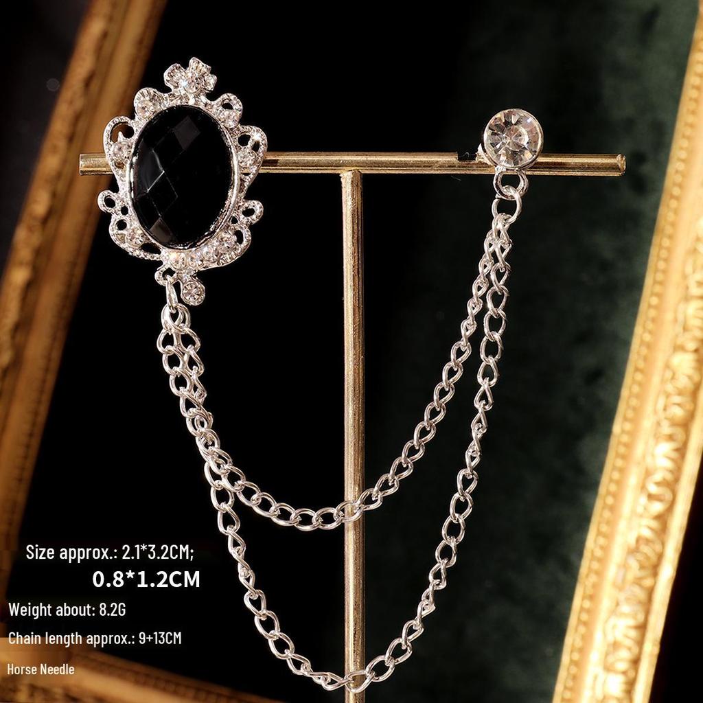 Baroque Rhinestone Pearl Corsage Necklace Brooch - Retro British Court Suit Accessory