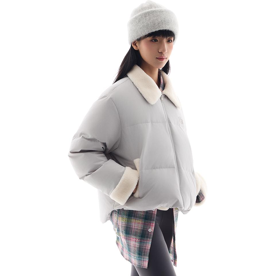 Anta Градиентный воротник-молния Удобная дышащая универсальная повседневная куртка-пуховик для женщин Верхняя одежда Cloud-Gray 962448904-1