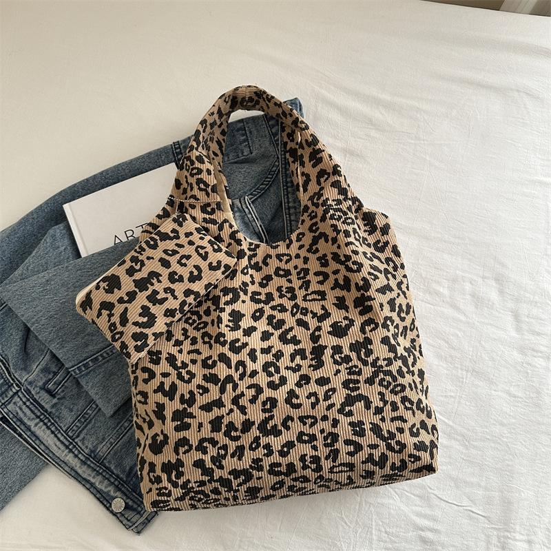 Женская вельветовая сумка на плечо большой вместимости с леопардовым принтом, сумка-тоут под мышкой, сумка-шоппер, кошелек-клатч с мини-кошельком KTY