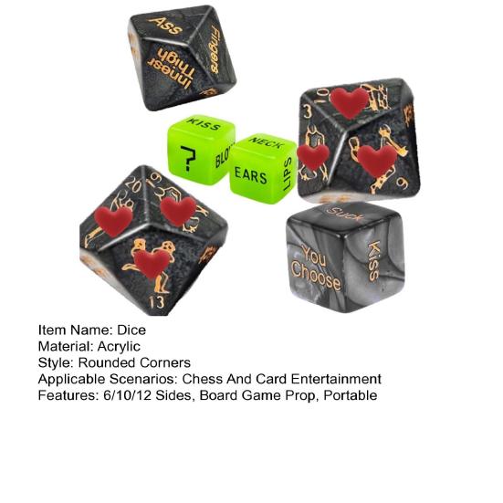 6 шт./набор игральных костей для пары, набор игральных костей для свиданий, 6/10/12 сторон, игральные кости для определения позиции поведения, подарок на День святого Валентина, годовщина, девушка, парень, муж, жена