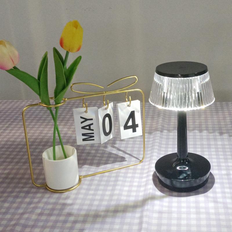 Современные роскошные хрустальные прозрачные обеденные лампы Aurora, беспроводная настольная лампа для ресторана с перезаряжаемой батареей