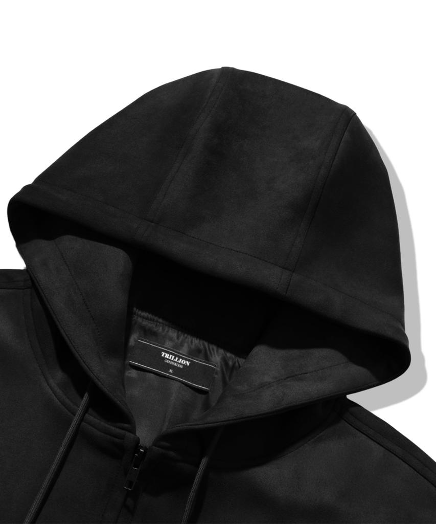 Толстовка на молнии с замшевой нашивкой Trillion Leather Patch_Черная