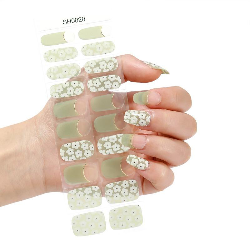 Gel Nail Sticker 20 Nail Semi-curing Lamp Nail Sticker Hardens Waterproof Full Sticker Fluorescent