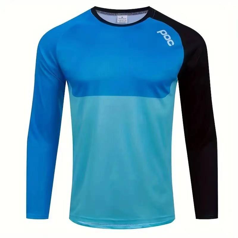Mens Long Sleeve Mountain Bike Jersey Cycling Shirt Quick Dry Trail Riding Top Outdoor Sports