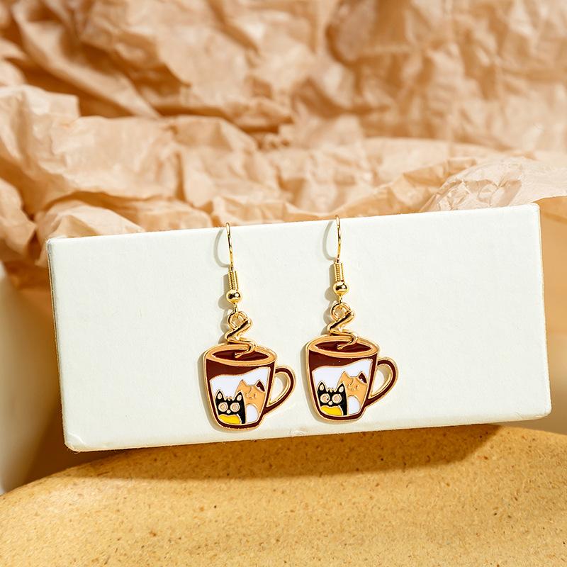 Vintage Cute Cartoon Animal Kitten Rabbit Panda Deer Earrings For Women Girls Jewelry Sweet Moon Cat Squirrel Enamel Earrings