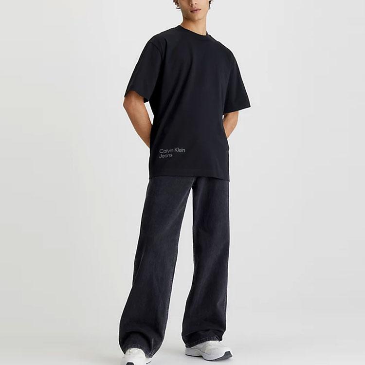 Calvin Klein Футболка с коротким рукавом и круглым вырезом, с логотипом, черная J30J322881-BEH