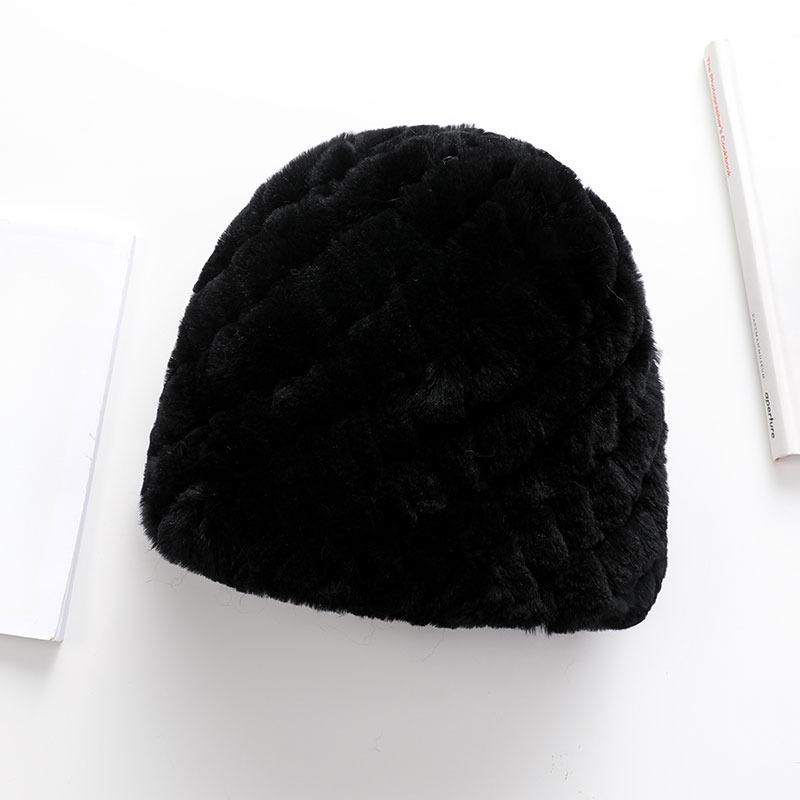Шарф-шапка из шерсти кролика Рекс, комплект из двух предметов, зимняя женская шапка среднего и пожилого возраста, плетеная эластичная теплая утолщенная шапка из шерсти кролика Рекс