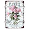 Mfoever Tin Sign SQDGLZ Cafe Rose Metal Sign Vintage Metal Plaque Plates Decor For Pub Bar Home Wall Decor Tin Signs Flower Poster Custom