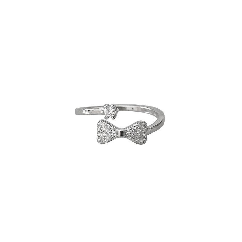 Princess On The Run Flash Diamond Bow Open Ring Female Sweet Personality Open Index Finger Ring