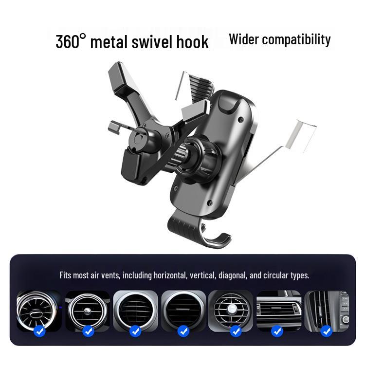 Треугольный гравитационный держатель для телефона в автомобиль с бесшумным механизмом для круглых воздуховодов