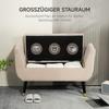 Upholstered Bench with Storage, Armrests, Velvet-Like Polyester, Rubberwood, 107 x 42 x 65 cm, Beige