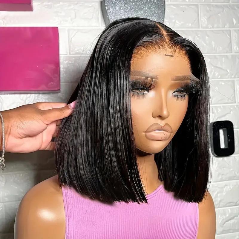 Fashion wig bobo head mid-point bangs wig headgear, front lace 13 * 4 wig