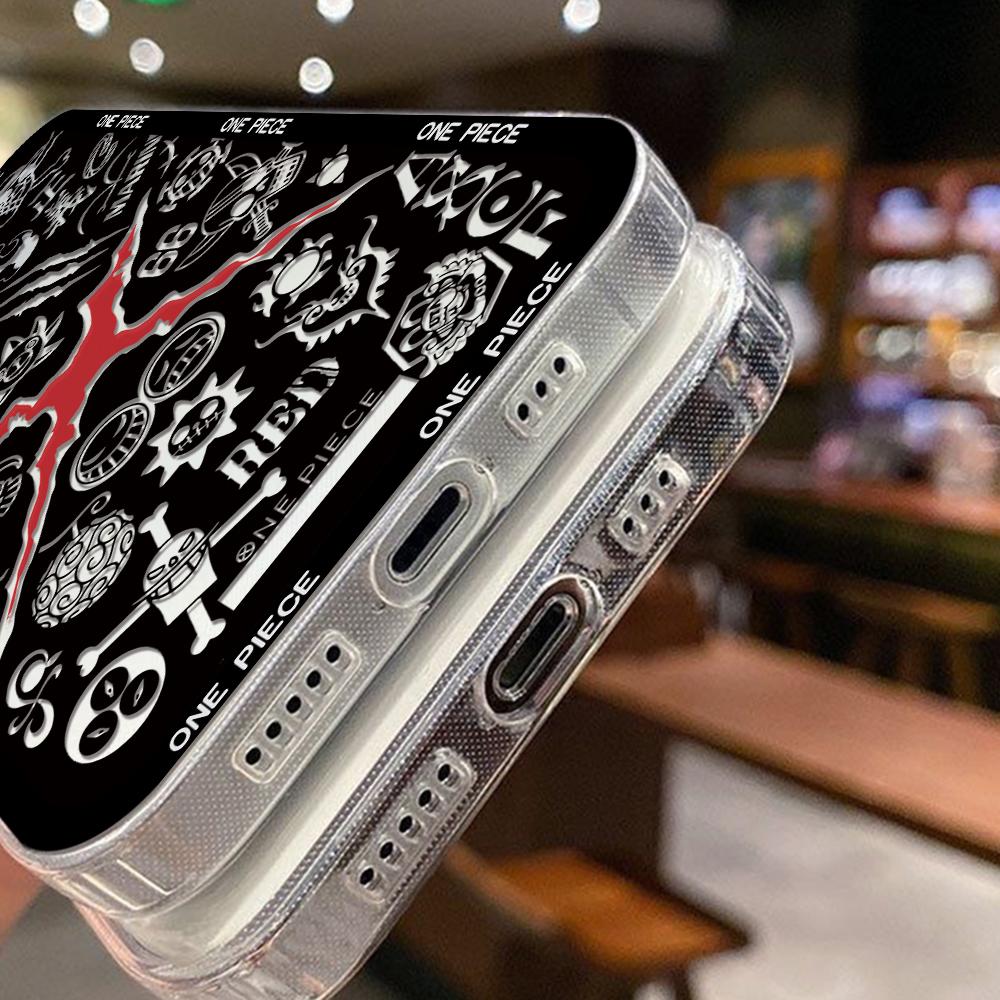 Японское аниме L-Логотип Луффи Чехол для iPhone 16 15 14 13 12 11 Mini Pro Max X XR XSMax 7 8 Plus SE20 Ван Пис Прозрачный чехол