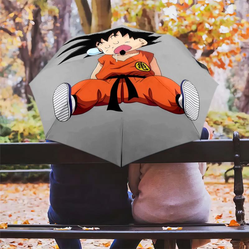 1 шт. Автоматический складной зонт - Милый мультяшный узор Son Goku, портативный складной дизайн, 8 спиц, рождественские и новогодние подарки