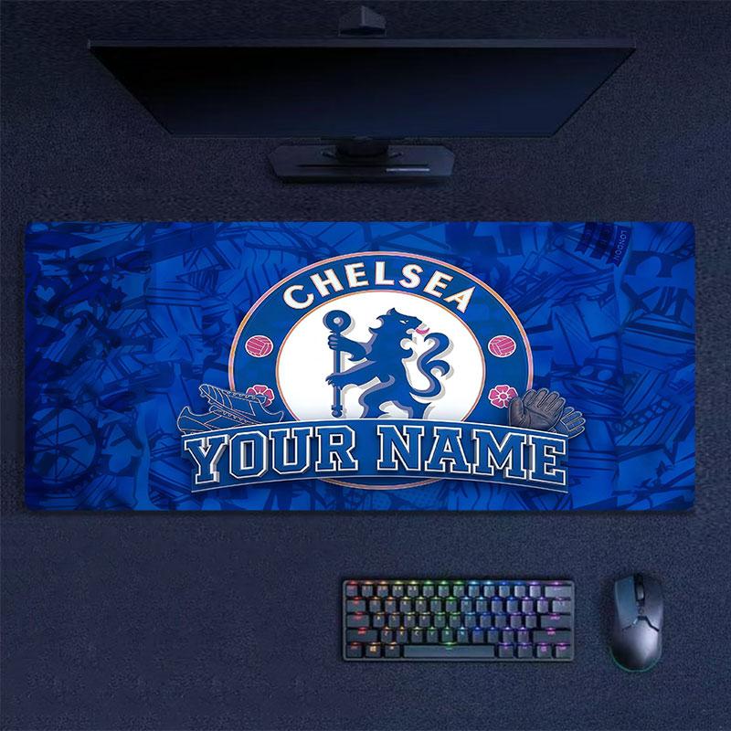 Custom Name,Chelsea Mouse Pad, Large Gaming Desk Mat, Non-slip XXL Mousepad for Laptop & Tablet, Mini PC Playmat with Stitched Edges