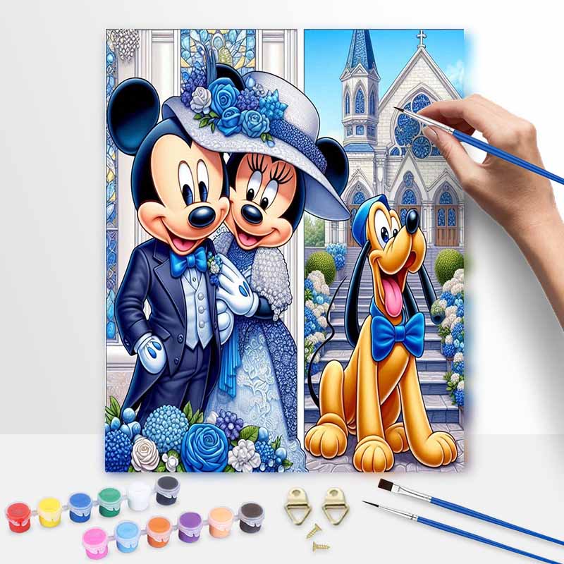 Disney Свадебный Плуто Масляная Краска Набор для Ручной Росписи Украшение Классический Стиль Декор Дома Подарки Для Пары Произведения Искусства DIY Настенное Ремесло Роспись