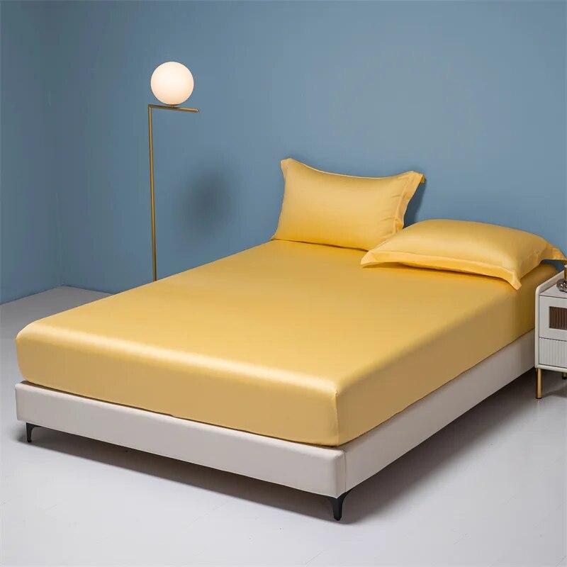 Real Silk Fitted Sheet Natural Mulberry Silk Fitted Sheet Mattress Cover Customized Size Silk Sheet Solid Color Fitted Sheet