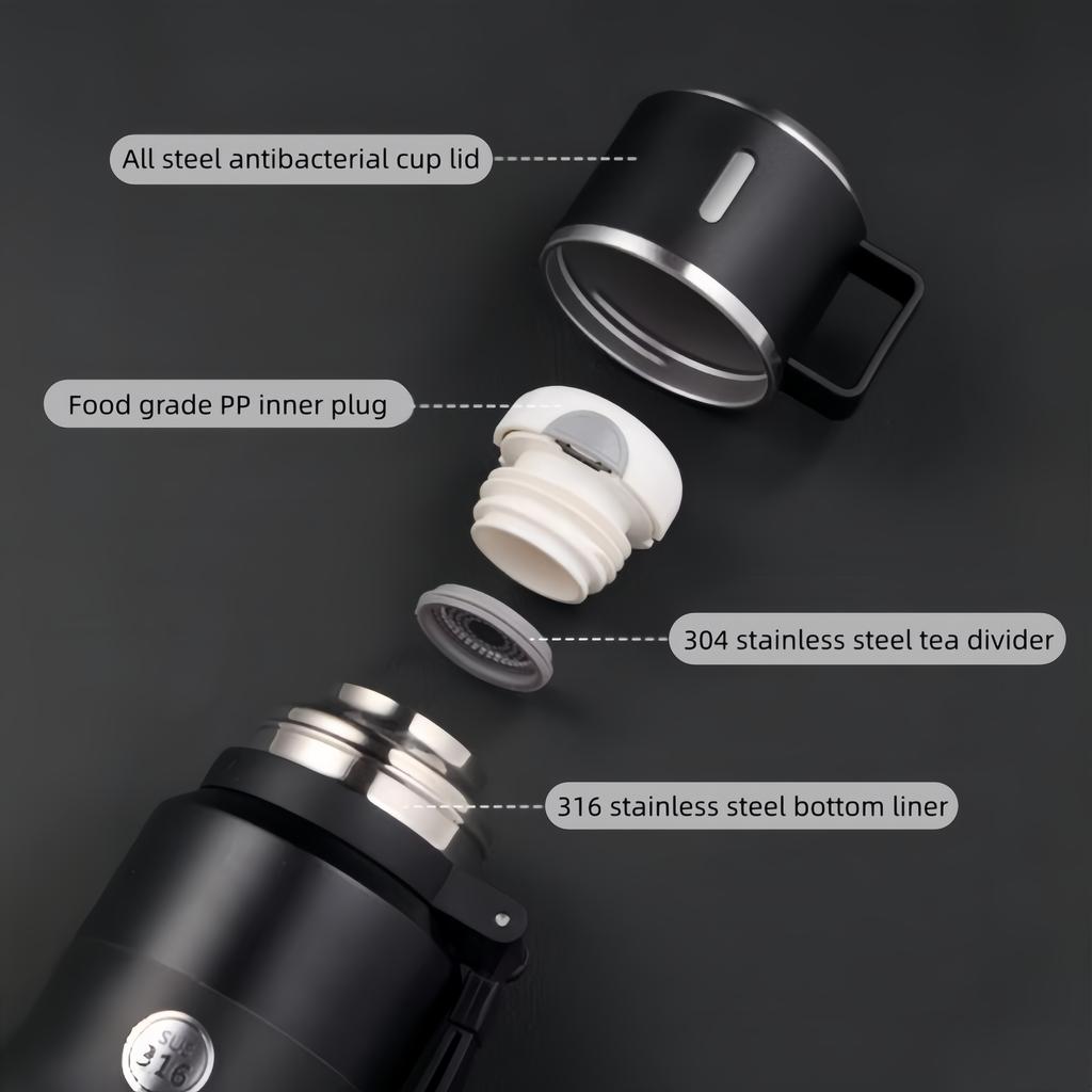 1л/1,5л Термобутылка для воды большой вместимости Вакуумные термосы Бутылка-термос из нержавеющей стали Сохраняет холодную и горячую воду Бутылка для кофе